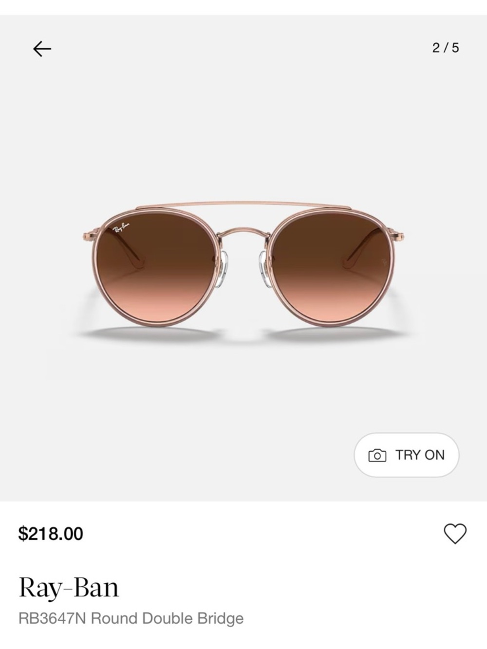 Ray-Ban Pinkish Brown Round Gradient Sunglasses with Brown Case